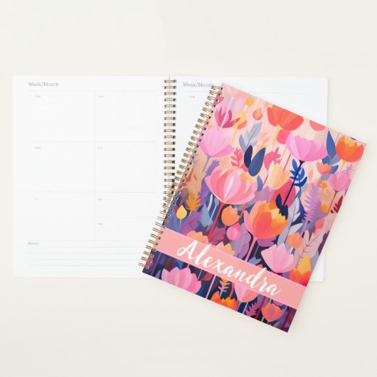 farbenfrohe Blume mit individuellem Namen Planer (Anzeige)