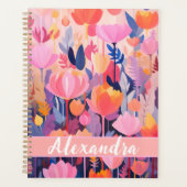 farbenfrohe Blume mit individuellem Namen Planer (Vorderseite)