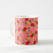 Farbenfrohe Blume mit rosa Hintergrundkunst Kaffeetasse (Vorderseite Links)