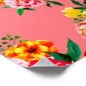 Farbenfrohe Blume mit rosa Hintergrundkunst Poster (Ecke)