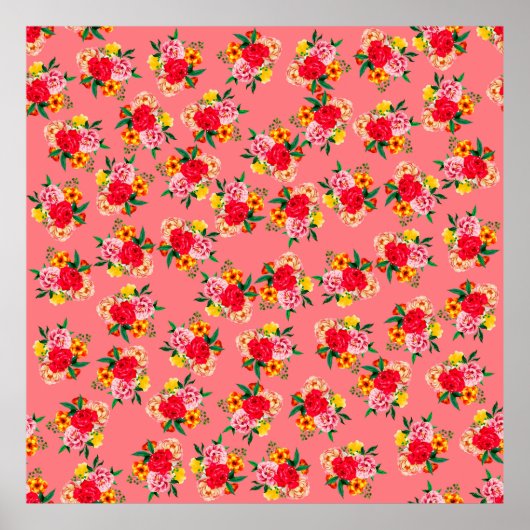 Farbenfrohe Blume mit rosa Hintergrundkunst Poster (Vorne)