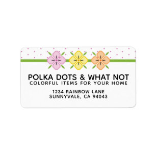 Farbenfrohe Blume mit rosa Polka-Punkten Adressaufkleber