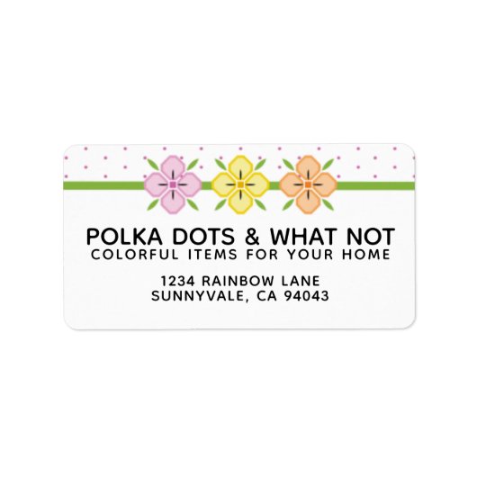 Farbenfrohe Blume mit rosa Polka-Punkten Adressaufkleber (Vorne)