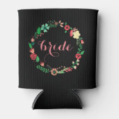 Farbenfrohe Blume mit schwarzem Hintergrund Dosenkühler (Vorderseite)