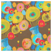 farbenfrohe Blume mit Vasenblau Stoff (Nahaufnahme)