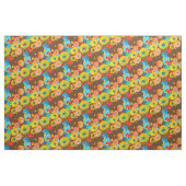 farbenfrohe Blume mit Vasenblau Stoff (Fat Quarter (45,7 x 55,9 cm))
