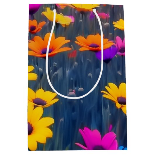 Farbenfrohe Blume Mittlere Geschenktüte (Vorderseite)