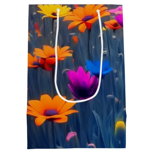 Farbenfrohe Blume Mittlere Geschenktüte (Rückseite)