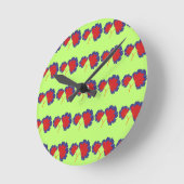 Farbenfrohe Blume Muster auf grünem Hintergrund Runde Wanduhr (Winkel)