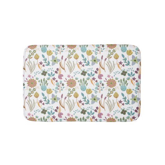 Farbenfrohe Blume Muster Badematte (Vorderseite)
