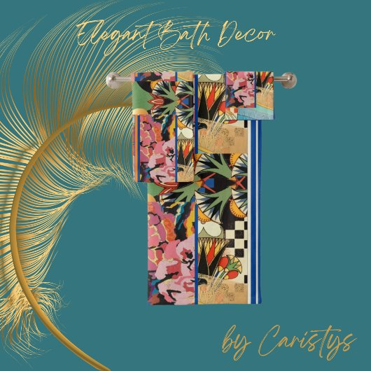 Farbenfrohe Blume Muster Badhandtuch Set