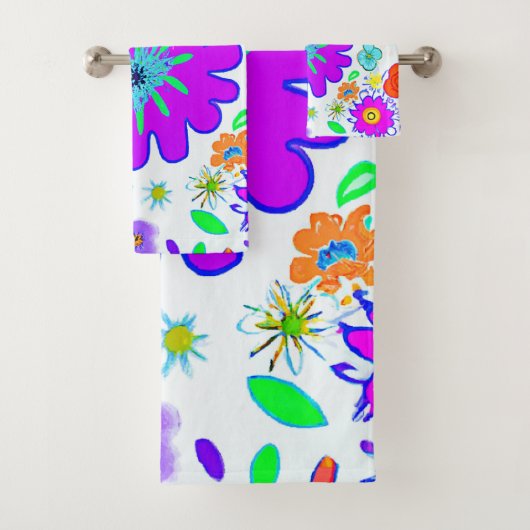 Farbenfrohe Blume Muster Badhandtuch Set (Insitu)