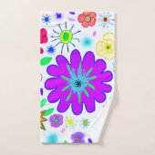 Farbenfrohe Blume Muster Badhandtuch Set (Handtuch)