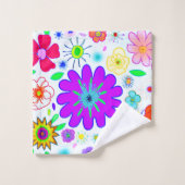 Farbenfrohe Blume Muster Badhandtuch Set (Waschlappen)