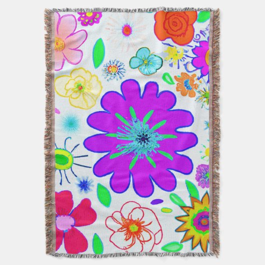 Farbenfrohe Blume Muster Decke (Vorderseite Vertikal)