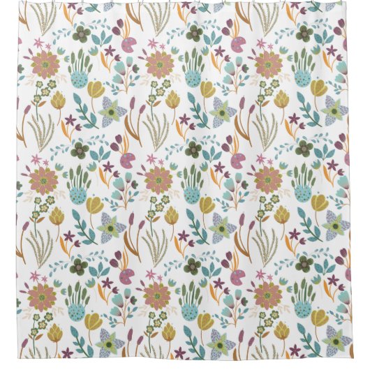 Farbenfrohe Blume Muster Duschvorhang (Vorderseite)