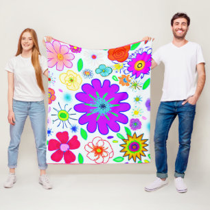 Farbenfrohe Blume Muster Fleecedecke