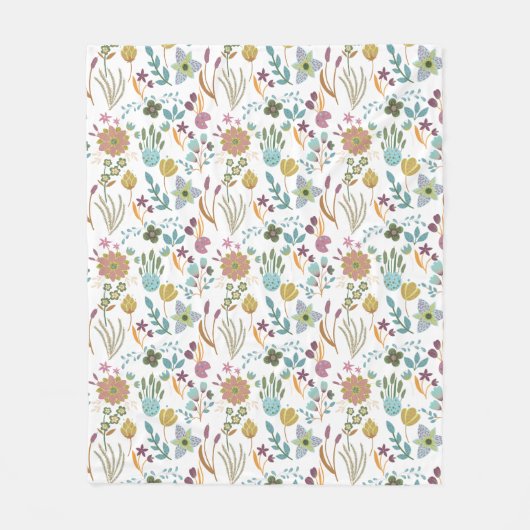 Farbenfrohe Blume Muster Fleecedecke (Vorderseite)
