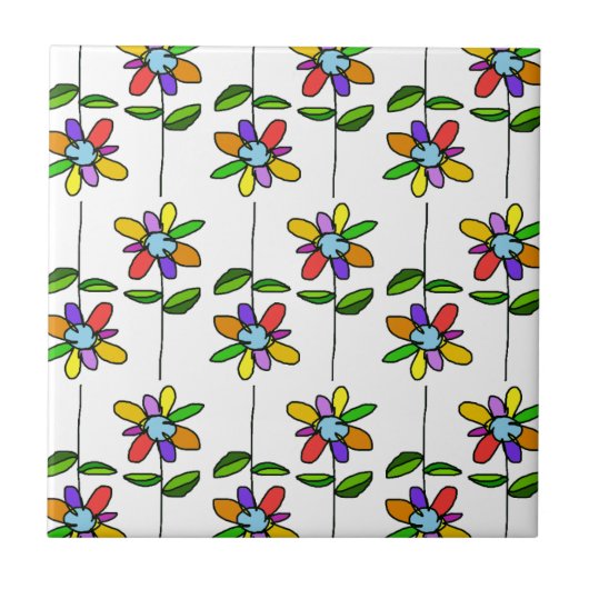 Farbenfrohe Blume Muster Fliese (Vorderseite)