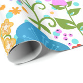 Farbenfrohe Blume Muster Geschenkpapier (Rolleneckpunkt)