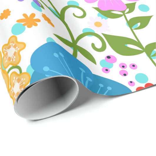 Farbenfrohe Blume Muster Geschenkpapier (Rolleneckpunkt)
