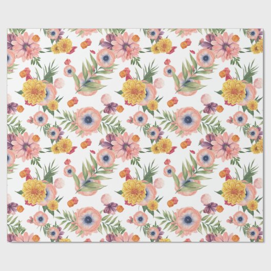 Farbenfrohe Blume Muster Geschenkpapier (Flach)