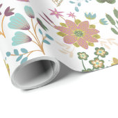 Farbenfrohe Blume Muster Geschenkpapier (Rolleneckpunkt)
