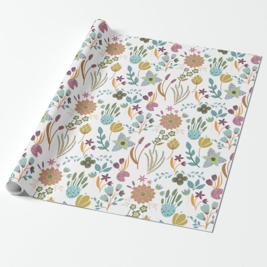 Farbenfrohe Blume Muster Geschenkpapier (Ungerollt)