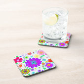 Farbenfrohe Blume Muster Getränkeuntersetzer (Rechte Seite)