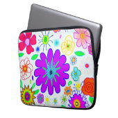 Farbenfrohe Blume Muster Laptopschutzhülle (Vorderseite Links)