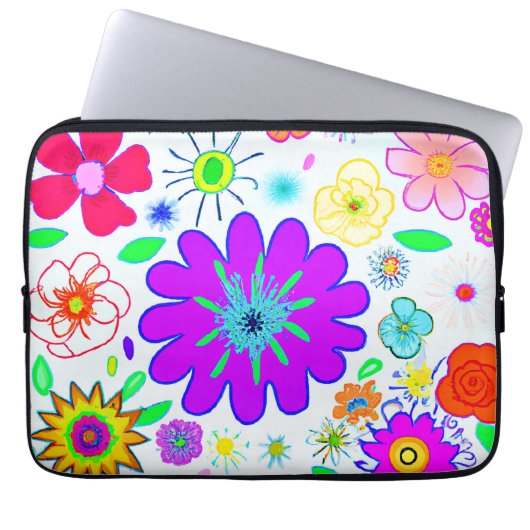 Farbenfrohe Blume Muster Laptopschutzhülle (Vorderseite)