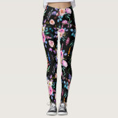 Farbenfrohe Blume Muster Leggings (Vorderseite)
