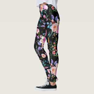 Farbenfrohe Blume Muster Leggings