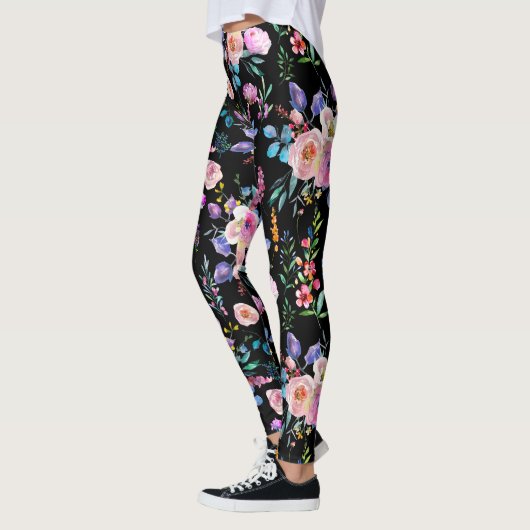Farbenfrohe Blume Muster Leggings (Links)