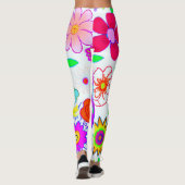 Farbenfrohe Blume Muster Leggings (Rückseite)