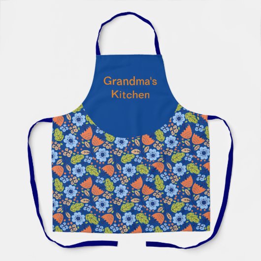 Farbenfrohe Blume Muster Oma's Kitchen Schürze (Vorderseite)