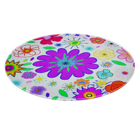 Farbenfrohe Blume Muster Schneidebrett (Ecke)