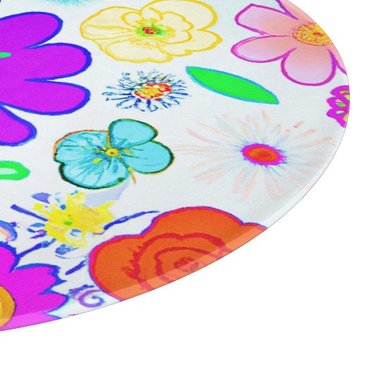 Farbenfrohe Blume Muster Schneidebrett (Ecke)
