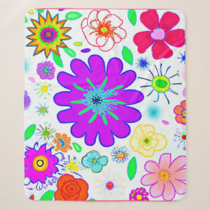 Farbenfrohe Blume Muster Sherpadecke