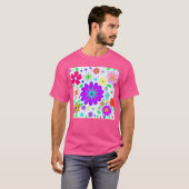 Farbenfrohe Blume Muster T-Shirt (Vorne ganz)