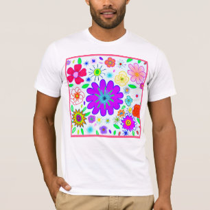 Farbenfrohe Blume Muster T-Shirt