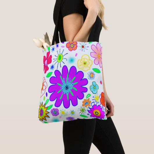 Farbenfrohe Blume Muster Tasche (Von Nahem)
