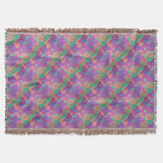 Farbenfrohe Blume Muster Tropische Kunst Decke (Vorderseite)