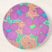 Farbenfrohe Blume Muster Tropische Kunst Sandstein Untersetzer (Vorne)