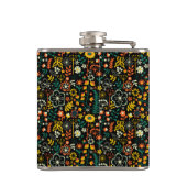 Farbenfrohe Blume Muster und Zuckerschädel Flachmann (Rückseite)