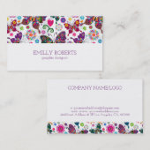 Farbenfrohe Blume Muster Visitenkarte (Vorne/Hinten)