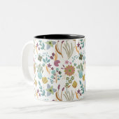 Farbenfrohe Blume Muster Zweifarbige Tasse (Vorderseite Links)