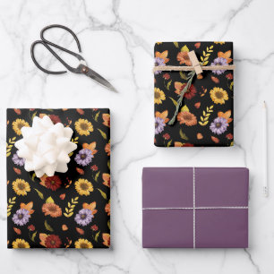 Farbenfrohe Blume Niedlich Elegantes Muster Geschenkpapier Set
