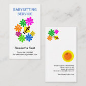 Farbenfrohe Blume Niedlich Kleine Hummeln Babysitt Visitenkarte (Vorne/Hinten)