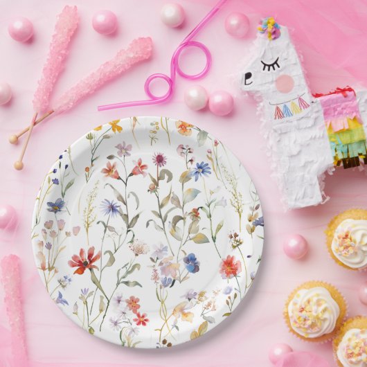 Farbenfrohe Blume Pappteller (Party)